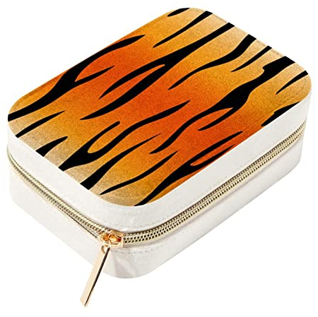 Mini-Schmuckkästchen, doppellagig, tragbar, für Reisen, Ombré-Tigerstreifen