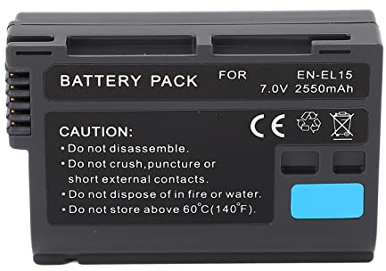 en EL15b Batterie pour D7500 D7200 D7100 D7000 D850 D750 D500 D810a D810 D800e D800 D610 D600 Appareil Photo, Batterie de Remplacement pour Appareil Photo Numérique, 2550mAh