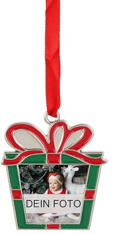 MilyaDE Weihnachtsbaumschmuck Anhänger Geschenkbox-Form mit eigenem Bild, Christbaumschmuck Anhänger Personalisierte Selbst Gestalten 4,5 * 4,6cm