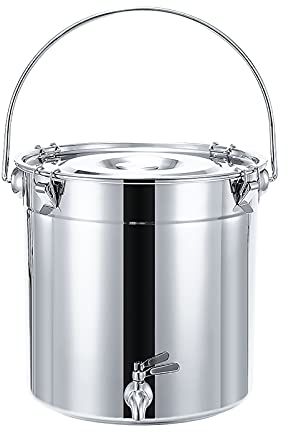 Pentola da 21 l, secchio per zuppa in acciaio inox con rubinetto, sigillato e trasportabile, ideale per vino, acqua/latte, per tè e altro