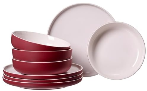 Ritzenhoff & Breker Tafelservice Jasper, 8-teilig, Beere, Steinzeug, Speiseteller und Suppenschalen für 4 Personen