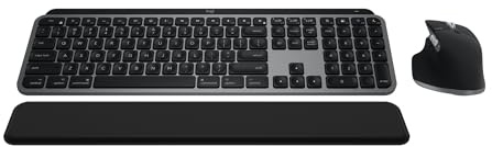 Logitech MX Keys S Combo for Mac, Wireless Keyboard and Mouse with Palm Rest, Backlit Keyboard, Fast Scroll Wireless Mouse, Bluetooth USB C for MacBook Pro, MacBook Air, iMac, iPad - Space Grey