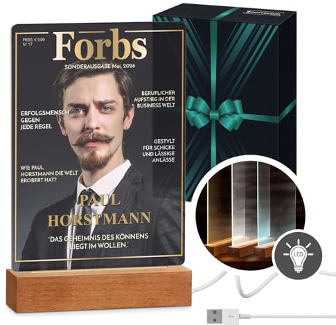 Maverton beleuchteter LED-Rahmen - personalisiertes Acryl Glasbild mit Foto - Fotorahmen mit LED-Beleuchtung - LED Acrylglas Fotogeschenk für Frau Mann Paar - Größe: L/XL - Forbs