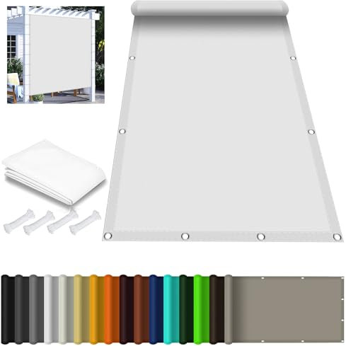 Toldo Vela de Sombra Rectangular 1 x 2.5 m Impermeable, Toldo de Vela Parasol Lona Protector Protección Rayos UV Toldo Vela Parasol para Balcon Patio Jardín, Blanco