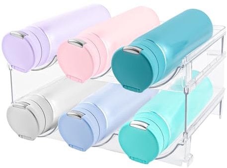 VMUTGA 2 Piezas Botellero Apilable, Organizador de Botellas, Botelleros para hasta 6 Botellas, Almacenamiento de Botellas de Vino,Portabotellas de Agua para Frigorífico, para Armarios, Salones