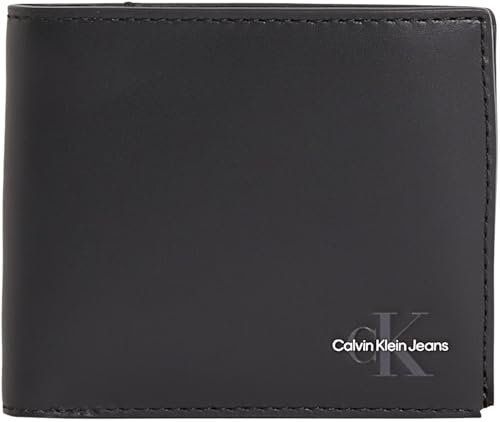 Calvin Klein Portefeuille Homme Mono Logo Bifold en Cuir, Noir (Black), Taille Unique
