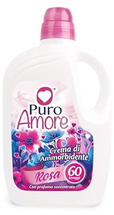 Puro Amore Ammorbidente Liquido, Con Profumo Concentrato, 4 Bottiglie da 60 Lavaggi, 240 Lavaggi Totali (Rosa)