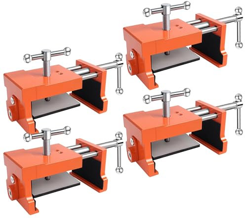 Cabinet Clamps for Installing Cabinets, 4 Pcs Professional Claw Clamps for Cabinets, Sturdy Cabinet Face Frame Clamps with Adjustable Two Side Screws, Alignment Plate and Stickable Protection Pads