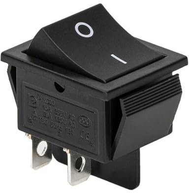Wippschalter, Kippschalter, Geräteschalter 4Pin 16A 250VAC 125V 20A AC, (6V 9V 12V 24V 125V AC/DC) schwarz rechteckig Einbaugröße 28 * 21mm, 2 Polig EIN/AUS