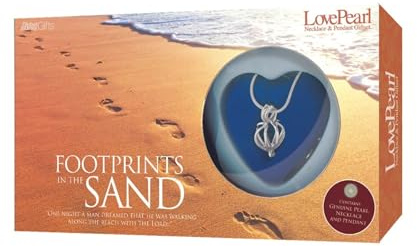 Footprints in the Sand Wish Pearl and Pendant Necklace Gift Set, Heart Cage Locket Necklace, Cultured Pearl Oyster Necklace with Box Pearl in Oyster for Women 3386