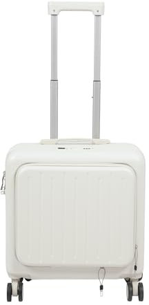 banborba 18 Boarding-Koffer, Koffer mit Fronttasche, ABS Hartschalenkoffer, Handgepäck, Reisegepäck Koffer, Rollkoffer Reisekoffer mit 3-stelliges Passwortschloss und USB-Anschluss (Weiß)
