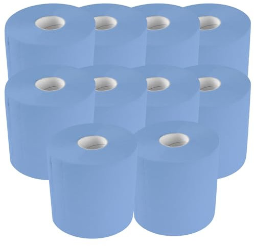 TECPO Putztuchrolle Blau 500 Blatt gesamt, 2-lagig, perforiert, saugstark, Putzrolle Papierrolle Reinigungstücher Wischtücher Putzpapier für Gewerbe (10x 500 Blatt)