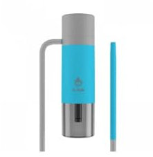 Chicha EL-BADIA® P1 – 24 cm – Mini Chicha Portative avec Enrouleur de Tuyau Breveté, Foyer Céramique Réversible, Tuyau Silicone & Vase Acrylique – Ultra-Compacte, Légère et Performante (Pacific Blue)