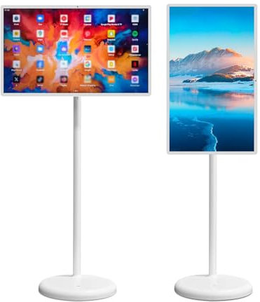 32 Inch Mobile Smart Touch Screen 1080p Portable Monitor with 13MP Webcam - 6+128G, 15000mAh Battery Operated, 10H Life Time, 360° Rotating Touch TV, Remote Control