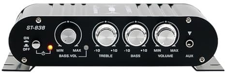 Pawlickio -838 HiFi 2.1 Channel Power Amplifier 80Wx2 Stereo Bass Sound Amp with Subwoofer Output Home Audio Amplifier Black