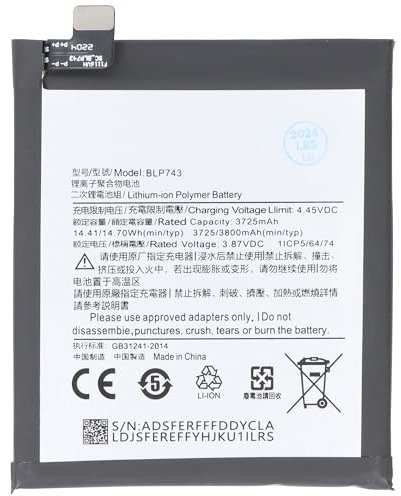 Akku kompatibel mit OnePlus 7T, Li-Polymer, 3,87V, 3800mAh, 14,7Wh, ohne Werkzeug