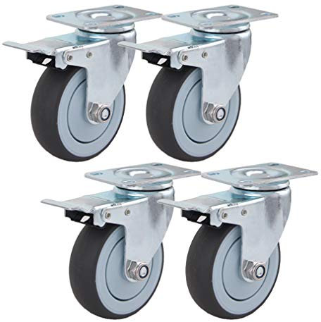 TYYCKJ Industrielle Lenkrollen mit Bremse, Hochleistungs-Tragfähigkeit 300 kg, für Möbel, Pritschenwagen und medizinische Geräte, 4er-Set