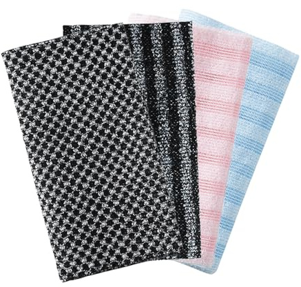 Serviette Exfoliante - 4 Pièces Serviette de Toilette Longue Double Face,de Douche Exfoliant pour le Dos - Pour Hommes Et Femmes, Nettoyage Dos Et Peau, Soins Personnels, Salle De Bain, Spa Et