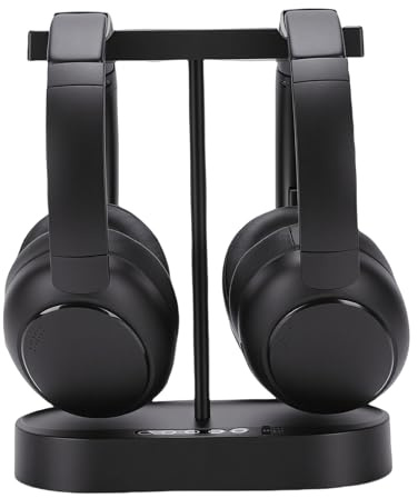 Yechiry Cuffie TV Doppie Wireless, Orecchie TV con Base di Ricarica del Trasmettitore, Cuffie Wireless Stereo HIFI a Bassa Latenza Controllo del Volume Traspirante per Anziani