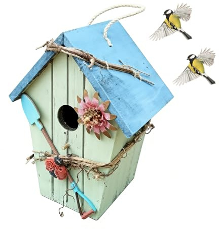NistkastenVogelhaus zum Aufhängen,Nistkasten für Vögel draußen, wetterfest,Vogelvilla,Kleines Vogelhaus,Meisen-Nistkasten,Vogelnistkasten,Buntes Vogelhaus, (Blaue)