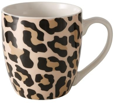 Seaside No.64 - Jumbobecher mit Leo Print aus Keramik - Kaffeebecher mit 400 ml Füllmenge - trendiges Leopardenmuster - stylische Tasse für Kaffee & Tee - Geschenkidee für Animal Print-Fans (Einzeln)