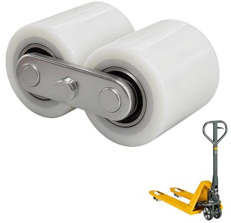 2 Stück Hubwagen Rollen Nylon 80 X 70mm, Ersatzrollen für Hubwagen, Transportrollen Gummi Lenkrad mit Kugellagern, Achse 20 mm, Max. Belastung 700 KG(Weiß)