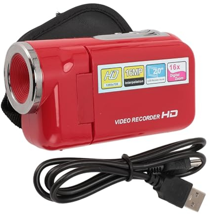 Shuoshenm Digital Video Camera Recorder, 1080P HD Portable DV Camcorder with 16MP Photo, 16X Digital Zoom, 2in Screen for Travel Baby Vlogging, Supports External Mic and Tripod (8GB)