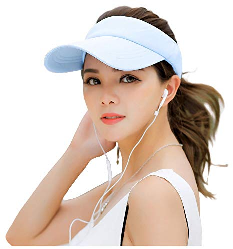 Fasbys Summer Outdoor Sports Beathable Long Brim Empty Top Baseball Sun Cap Hat Visor (Light Blue)