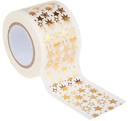 Ursus 58990006 - Masking Tape, Sterne, gold, Klebeband aus Papier, ca. 30 mm x 10 m, einseitig bedruckt und veredelt, lösungsmittel und säurefrei, ideal für Scrapbooking