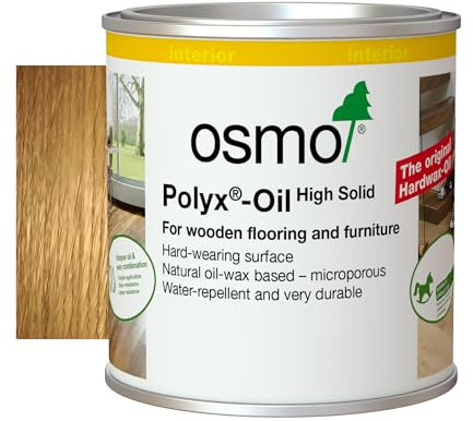 Osmo Polyx®-Oil - Hard Wax Oil 3032, Clear Satin, 0.375L - Durable Wood Oil for Wooden Furniture, Water-Resistant Floor Wax, Wood Treatment & Wood Finish - Ideal for Oak, Pine, Spruce, Beech & More