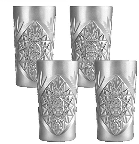 Libbey - Hobstar - Longdrinkglas, Wasserglas, Saftglas Cocktailglas - Silber - 470 ml - 4er Set