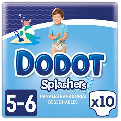 Dodot Splashers - 10 Pañales Bañadores Desechables, 14+ kg, No Se Hinchan Y Fácil de Quitar, Talla 5