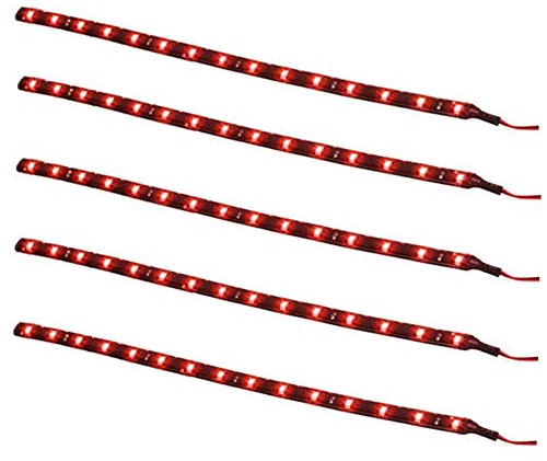 Qiorange 5x 30cm 15 SMD Rot LED Strip Leiste Lichterkette Streifen 12V Wasserdicht (Rot 5PCS)