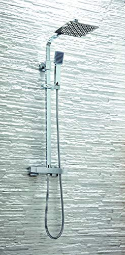 Elliot Square Thermostatic Shower System Slide Rail Kit with RainShower Head