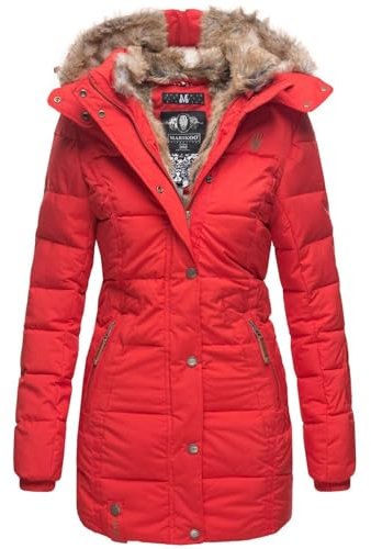 MARIKOO Damen Winter Jacke Mantel Parka warm gefütterte Winterjacke B817 [B817-Lieblings-Rot-Gr.XS]