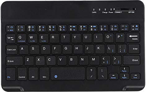 ASHATA 7-8 inch Slim Light Aluminum Alloy Mini Keyboard Wireless Bluetooth Keyboard for Android IOS Black