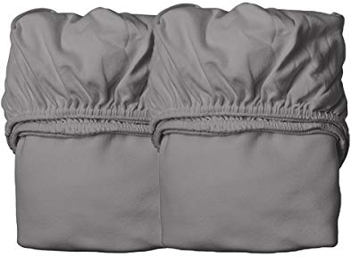 Leander Laken/Spannbetttücher - 2 Stück für Leander Babybett + Linea Babybett + Luna Babybett 120x60cm - Farbe: cool grey