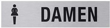 Metafranc Klebeschild Damen – Aus Aluminium – 160 x 40 mm | In moderner Edelstahl-Optik – Selbstklebende Rückseite – Beschilderung – Infoschild – Gewerbekennzeichnung