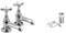 Bristan N 1/2 C CD 1901 Basin Pillar Taps, Chrome & Basin Waste with Plug Slotted - Chrome