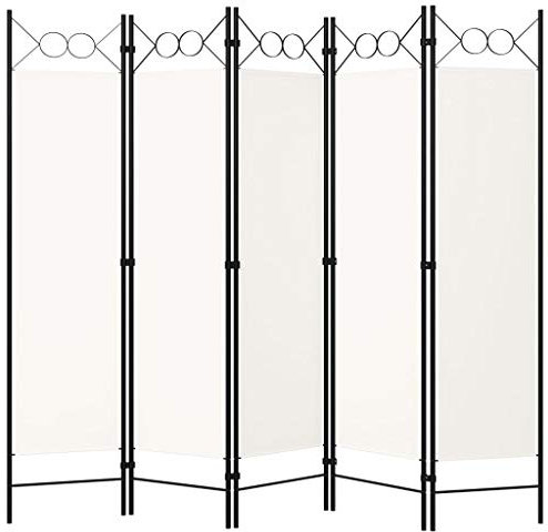 Tidyard 5tlg Raumteiler Trennwand Paravent Wand 200 x 180 cm Cremeweiß
