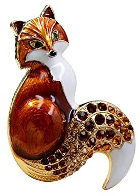 Bijouxmodefashion Brosche Fuchs braun Strass Kristall