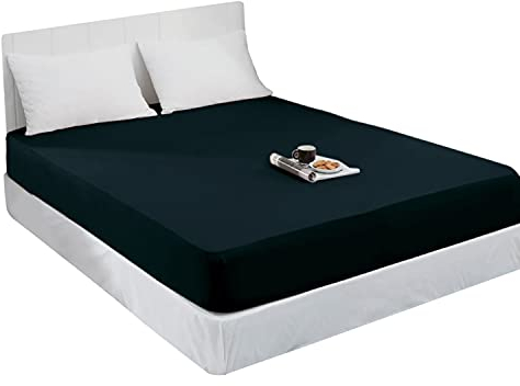 Mixibaby Spannbettlaken Jersey Spannbetttuch 100% Baumwolle Bettlaken Spannbettuch Laken 28 Farben, Größe:160 x 200 cm, Farbe:Dunkelgrün