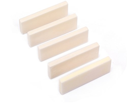 Alnicov 5Pcs DIY Buffalo Bone Nut Blank for Accoustic Guitar Replacement Nut 50.8x19x5mm