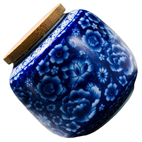 Cabilock Vorratsgläser Keramik Vorratsdose Vintage Teedose Kaffeedose Chinesischer 400ml Blau Vorratsbeh?lter mit Deckel Tee Sü?igkeiten Gewürze ? Beh?lter Küche Aufbewahrung Zuckerdose