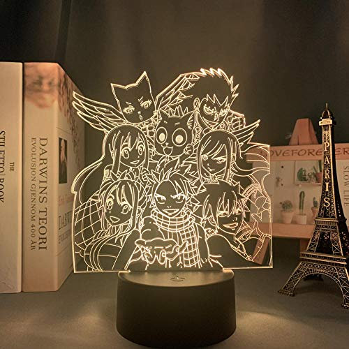 Anime-LED-Nachtlicht für Jungen-Raumdekoration Atmosphäre Fairy Tail RGB Bunte 3D-Illusionslampe für Kind Geburtstagsgeschenk-7 Farben Keine Fernbedienung