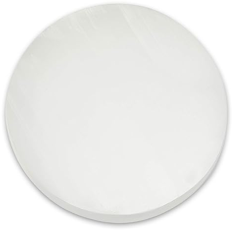 SG Selenite Crystal Charging Round Plate Handmade Natural White Selenite Disk Spiritual Healing Cleanse and Recharge Crystals Charging Plate Selenite Charging Plate Meditation Decoration Gift (7 cm)