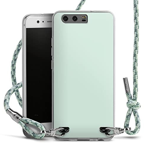 DeinDesign Carry Case kompatibel mit Huawei P10 Hülle mit Band Handykette zum Umhängen hellgrün einfarbig Mint grün