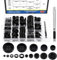 Glarks 291Pcs Rubber Grommets Set Including 110Pcs 5 Size One Sided Firewall Hole Plug & 60Pcs 5 Size Double Sided Rubber Grommets & 120Pcs 5 Size Hollow Rubber Gasket Assortment Kit & 1Pc Knife