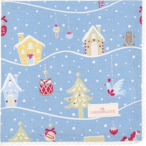 Greengate COTNAPWLLCH2808 Laura Christm. Stoffserv. m.Spitze Dusty Blue 40cm (1 Stück)