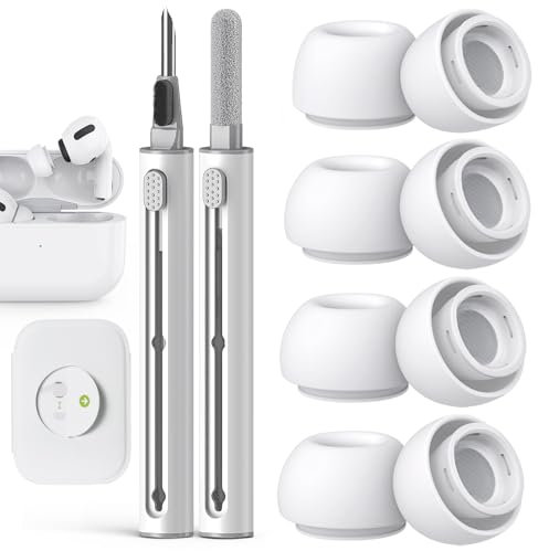 [3 Paar] Ersatz-Ohrstöpsel für AirPods Pro & AirPods Pro 2. Generation mit Reinigungsstift, keine Silikon-Ohrstöpsel, Schmerzen, weiche Silikon-Airpods Pro/Pro 2 Ohrstöpsel (Größen S/M/L), Weiß